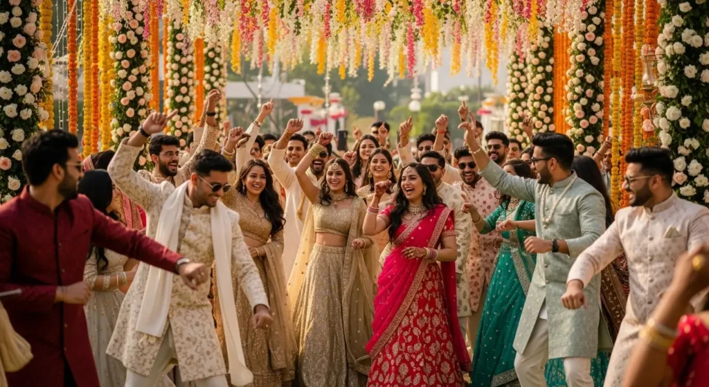 Gen‑Z Fake Weddings event with baraat, dance and no real bride-groom present